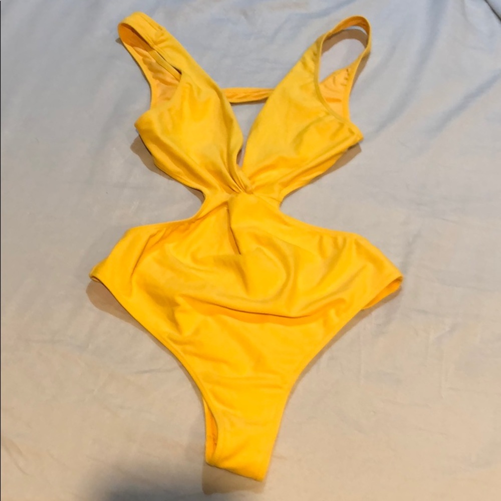 Yellow one piece bikini